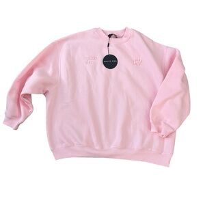 White Fox Pink Oversized Streetwear Athleisure Crewneck Sweatshirt Size M/L